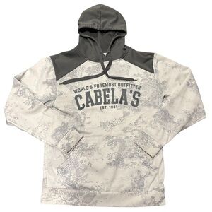 Cabela’s White Gray Camo Logo Performance Hoodie Men’s Size Medium